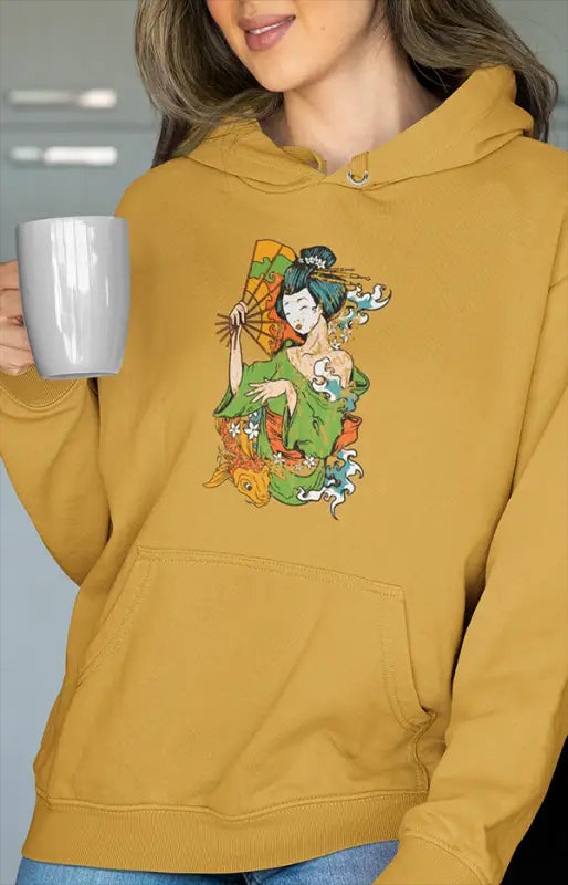 Womens Hooded SweatShirt Princess - Mustard Yellow / XS